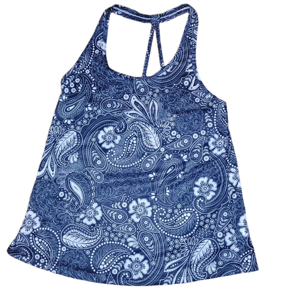 blue and white tank top size xs